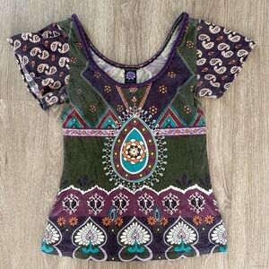 Lucky Brand Y2K boho hippie t-shirt sz S